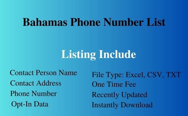 Bahamas phone number list